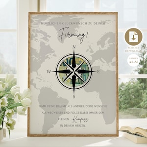 Regalo in denaro per la bussola della cresima | Download istantaneo fai-da-te | regalo creativo dell'ultimo minuto per ragazze e ragazzi | Biglietto di congratulazioni in denaro A4 A5