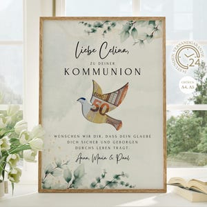 Gepersonaliseerd geldcadeau voor de Eerste Communie | Doe-het-zelf geldcadeau voor de Eerste Communie | Creatief cadeau voor meisjes en jongens | Digitale download A4