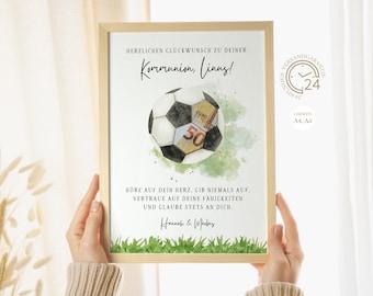 Personalized money gift for communion football fan | DIY digital download original gift for girl, boy | Money football A4 A5