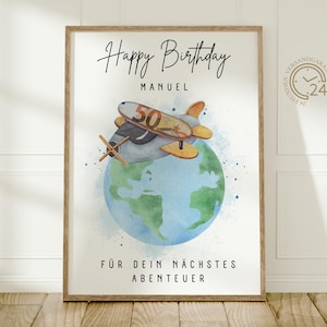Presente de aniversário em dinheiro personalizado | presente criativo | Feliz aniversário | Presente em dinheiro para um aniversário | Faça você mesmo Baixar A4 | Viagem