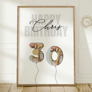 Personalized money gift for 30th birthday | creative gift for woman, man | birthday gift craft money anniversary | DIY download