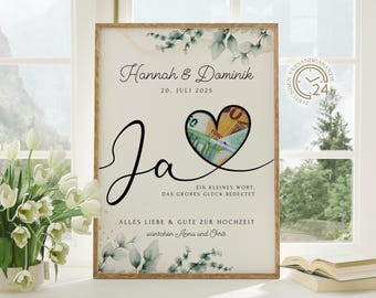 boda de regalo de dinero digital | Cartel de boda | Regalo de bricolaje para los novios | Dinero del regalo de boda | regalo de dinero personalizado