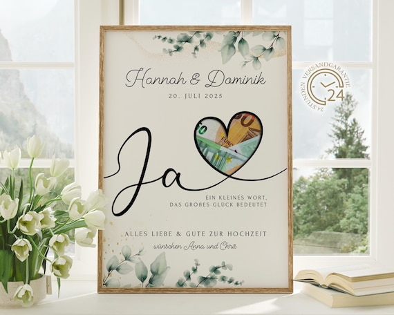 digitales Geldgeschenk Hochzeit | Hochzeitsposter | DIY Geschenk für das Brautpaar | Hochzeitsgeschenk Geld | personalisiertes Geldgeschenk