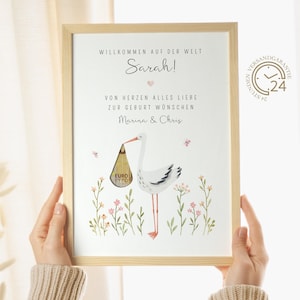 personalisiertes Geldgeschenk zur Geburt | DIY | kreatives Geschenk für Mädchen und Junge | Geburtstagsgeschenk | Geburtsgeschenk | Baby A4
