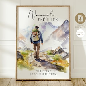 Geldgeschenk für Wanderfans | Geburtstag Berg Wanderer | Geschenk Bergbegeisterte Digitaler Download PDF | Gutschein Geld Bergausrüstung A4