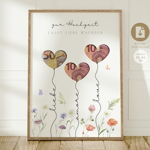 digitales Geldgeschenk Hochzeit | Hochzeitsposter | DIY Geschenk für das Brautpaar | Hochzeitsgeschenk Geld | Last-minute Sofort-Download A4