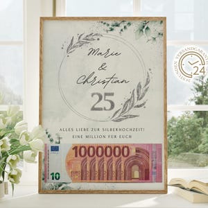 regalo personalizzato in denaro per nozze d'argento | Regalo fai da te per 25 anni di matrimonio | Idea regalo regalo digitale in denaro da stampare da soli in formato A4
