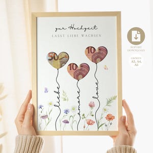 Geldgeschenk Hochzeit | Hochzeitsposter | DIY Geschenk für das Brautpaar | Hochzeitsgeschenk Geld | Last-minute Geschenk  Sofort-Download A3, A4 und A5
Zur Hochzeit lasst Liebe wachsen.