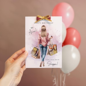 Modèle de bricolage personnalisé à imprimer | Carte de vœux d’anniversaire d’argent | Cadeau en argent pour faire vos propres achats de bons d'achat pour femme