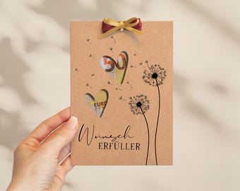 DIY printable craft template | Birthday gift card for money | DIY money gift | Greeting card, gift, wish fulfiller