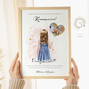 Personalized money gift for First Communion | DIY First Communion money gift | Creative gift for girls, godchildren (PDF digital download)