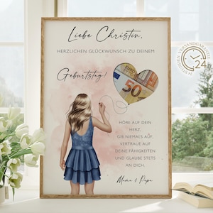 personalisiertes Geldgeschenk Geburtstag | kreatives Geschenk Mädchen Frau Tochter | Happy Birthday | DIY Geldgeschenk basteln | Digital A4