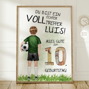 cadeau en espèces personnalisé pour anniversaire de football | cadeau créatif argent fan de football garçon, fils, petit-enfant | Téléchargement numérique DIY A4