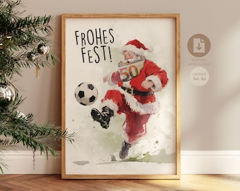 Geldgeschenk Frohe Weihnachten Fußballfan | Merry Christmas | DIY Geldgeschenk basteln | kreatives Weihnachtsgeschenk PDF Sofort Download A4