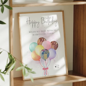 Geldgeschenk Geburtstag | kreatives Last Minute Geburtstagsgeschenk Geld | originelles DIY Geschenk basteln | Sofort Download PDF A4 A5 Digital