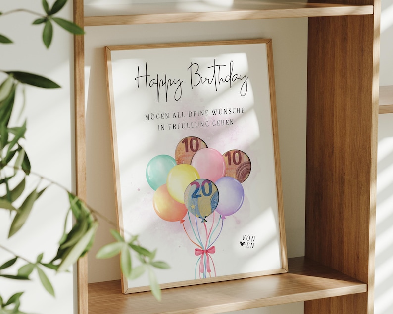 Geldgeschenk Geburtstag | kreatives Last Minute Geburtstagsgeschenk Geld | originelles DIY Geschenk basteln | Sofort Download PDF A4 A5 Digital