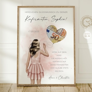 personalisiertes Geldgeschenk zur Konfirmation | DIY Konfirmationsgeschenk Geld | kreatives Geschenk für Mädchen, Tochter | PDF Digital A4