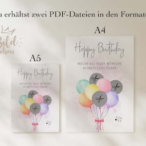 Geldgeschenk Geburtstag | kreatives Last Minute Geburtstagsgeschenk Geld | originelles DIY Geschenk basteln | Sofort Download PDF A4 A5 Digital