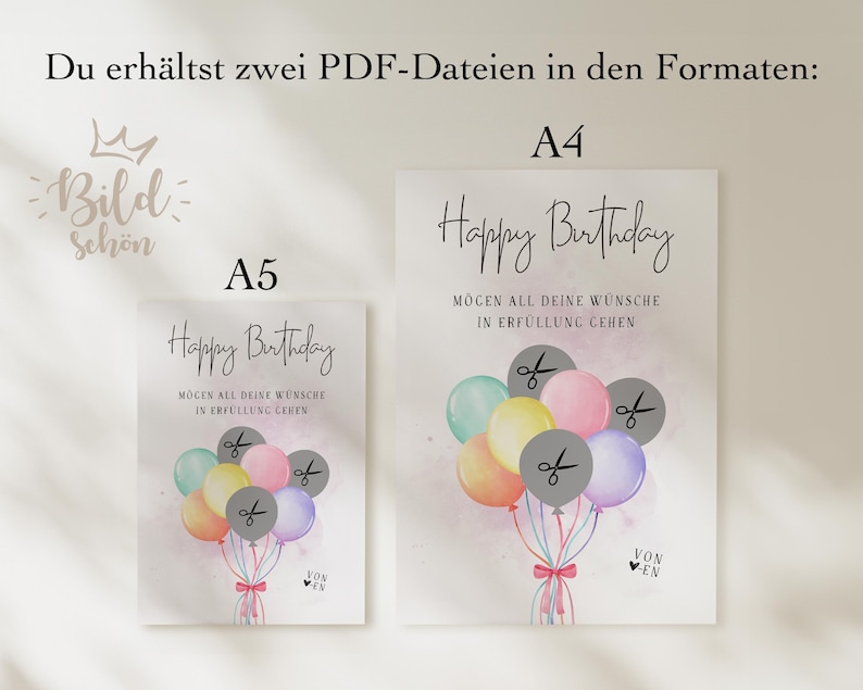 Geldgeschenk Geburtstag | kreatives Last Minute Geburtstagsgeschenk Geld | originelles DIY Geschenk basteln | Sofort Download PDF A4 A5 Digital