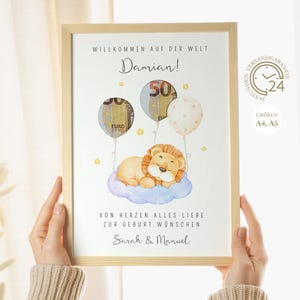 personalisiertes Geldgeschenk zur Geburt | DIY | kreatives Geschenk für Mädchen und Junge | Geburtstagsgeschenk | Geburtsgeschenk | Baby A4