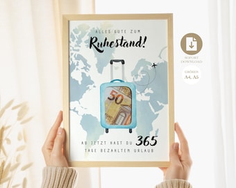 Cash gift for retirement | Farewell gift for colleagues on retirement | Retirement gift | Retirement Digital download PDF A4 A5
