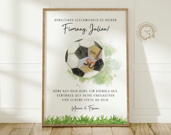 Personalized money gift for a football fan's confirmation | DIY digital download gift for girls and boys | Craft template for football money (A4)