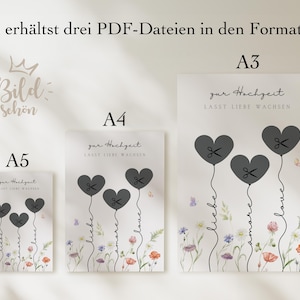 Geldgeschenk Hochzeit | Hochzeitsposter | DIY Geschenk für das Brautpaar | Hochzeitsgeschenk Geld | Last-minute Geschenk  Sofort-Download A3, A4 und A5
Zur Hochzeit lasst Liebe wachsen.