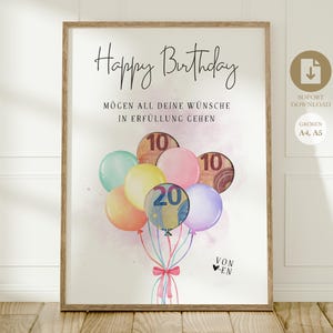 Geldgeschenk Geburtstag | kreatives Last Minute Geburtstagsgeschenk Geld | originelles DIY Geschenk basteln | Sofort Download PDF A4 A5 Digital