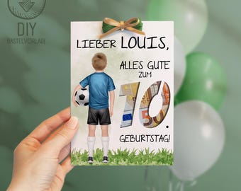 Personalized Money Gift Craft Template for a Football-Themed Birthday | Creative Gift for a Football Fan, Boy, Son, Grandson | DIY Digital