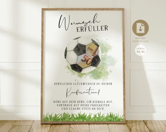 Personal money gift for confirmation football fan | DIY digital download original gift for girl, boy | Money football PDF A4