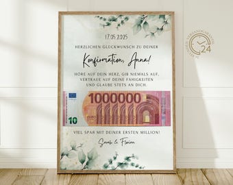 Personalized money gift for confirmation | DIY confirmation gift money | Creative gift for girls and boys | PDF Digital A4