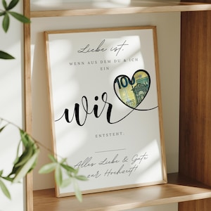 Digital money gift for weddings | Wedding poster | DIY gift for the bride and groom | Money wedding gift | Last-minute instant download A4 image 3