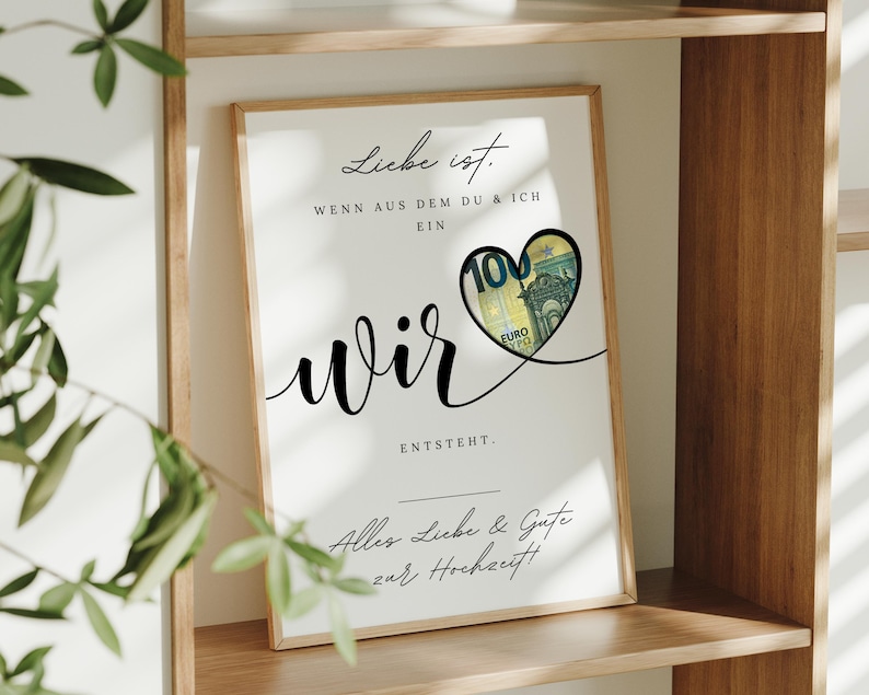 Digital money gift for weddings | Wedding poster | DIY gift for the bride and groom | Money wedding gift | Last-minute instant download A4 image 3