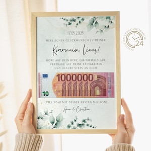 regalo di denaro personalizzato per la comunione | Denaro per regalo di comunione fai da te | regalo creativo per bambine e bambini | PDF Digitale A4