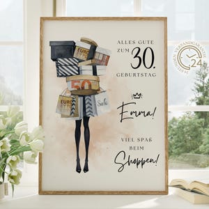 personalisiertes Geldgeschenk zum 30. Geburtstag Shopping | lustiges Geschenk für Frau, Mutter, Freundin | DIY Gutschein Geld basteln PDF A4