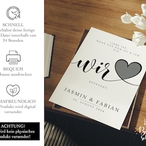 digitales Geldgeschenk Hochzeit | Hochzeitsposter | DIY Geschenk für das Brautpaar | Hochzeitsgeschenk Geld | personalisiertes Geldgeschenk | A4 A5 Glückwunschkarte | Liebe ist, wenn aus dem Du und Ich ein Wir entsteht.