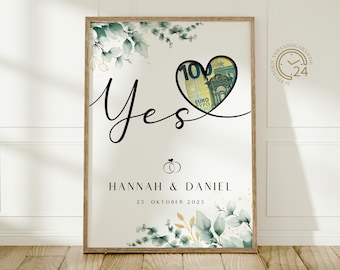 personalized money gift wedding | wedding poster | DIY gift for the bride and groom | wedding gift money | digital money gift