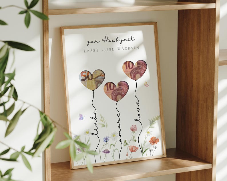 Geldgeschenk Hochzeit | Hochzeitsposter | DIY Geschenk für das Brautpaar | Hochzeitsgeschenk Geld | Last-minute Geschenk  Sofort-Download A3, A4 und A5
Zur Hochzeit lasst Liebe wachsen.