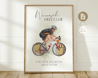 Bicicleta que realiza desejos | Presente em dinheiro para ciclistas | Ciclista Presente Digital Baixar PDF | DIY Voucher Dinheiro Aniversário Homem E-Bike