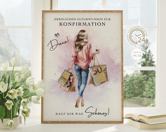 Personalized money gift for confirmation | DIY confirmation gift money | Creative gift for girls, daughters | PDF Digital A4