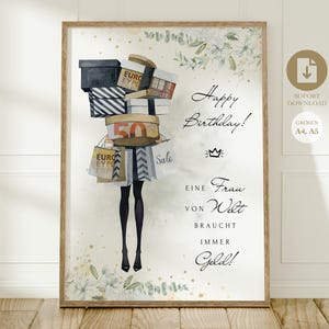 Geldgeschenk Geburtstag Shopping| lustiges Geldgeschenk für Tochter, Mutter, Freundin | Happy Birthday | DIY Geburtstagskarte Gutschein Geld