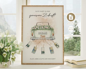 Digital wedding cash gift | Wedding poster | DIY gift for the bride and groom | Wedding cash gift | Last-minute instant download A4