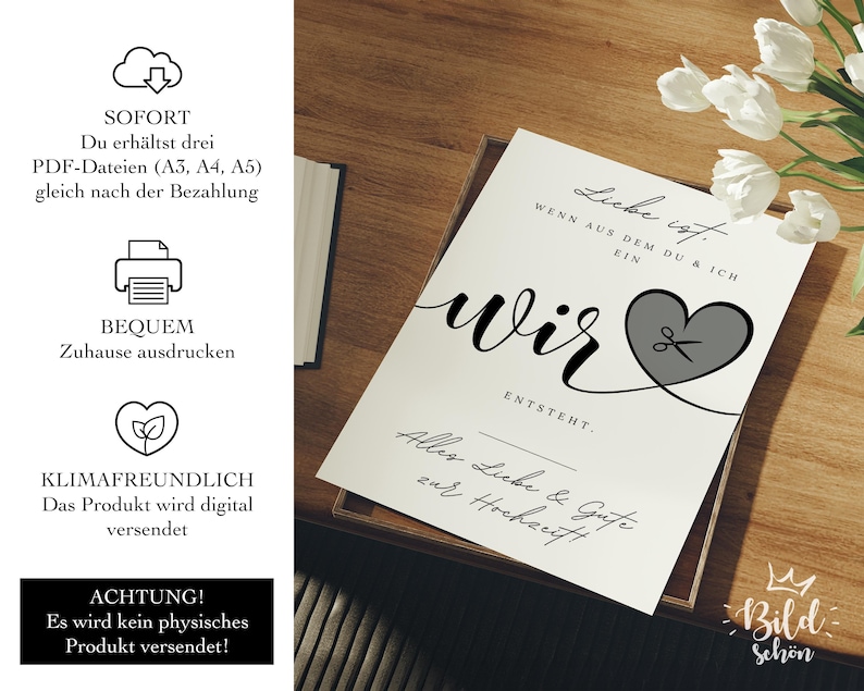 Digital money gift for weddings | Wedding poster | DIY gift for the bride and groom | Money wedding gift | Last-minute instant download A4 image 2