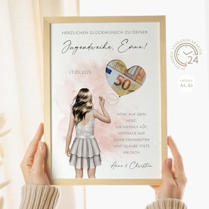 personalisiertes Geldgeschenk zur Jugendweihe | DIY Jugendweihegeschenk Geld | kreatives Geschenk für Mädchen, Tochter | PDF Digital A4