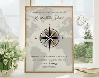 Gepersonaliseerd geldcadeau voor de vormsel | Doe-het-zelf geldcadeau voor de vormsel | Creatief cadeau voor meisjes en jongens Compass Digital