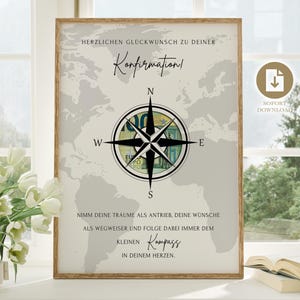 persönliches Geldgeschenk  zur Konfirmation | DIY | kreatives Geschenk für Mädchen und Jungen | Digitaler Sofort Download  |  PDF A4 Kompass