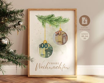 Regalo de Navidad con dinero | Feliz Navidad | Manualidad para regalar dinero | Regalo creativo de Navidad | Feliz Navidad | Descarga instantánea