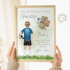 Cadeau personnalisé pour un anniversaire de footballeur | Poster créatif pour un garçon ou un fils fan de football | Téléchargement numérique DIY (PDF A4)