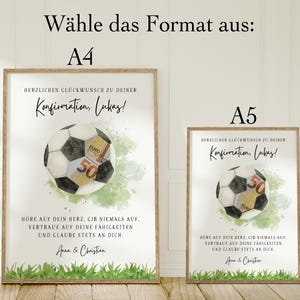 personalisiertes Geldgeschenk zur Konfirmation Fußballfan | DIY sofort Download | kreatives last Minute Geschenk für Mädchen, Jungen | Geld Glückwunschkarte Fußball | Konfirmationsgeschenk PDF A4 
Herzlichen Glückwunsch zu deiner Konfirmation