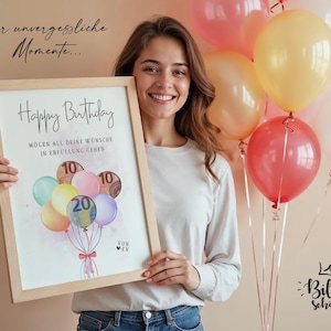 Geldgeschenk Geburtstag | kreatives Last Minute Geburtstagsgeschenk Geld | originelles DIY Geschenk basteln | Sofort Download PDF A4 A5 Digital